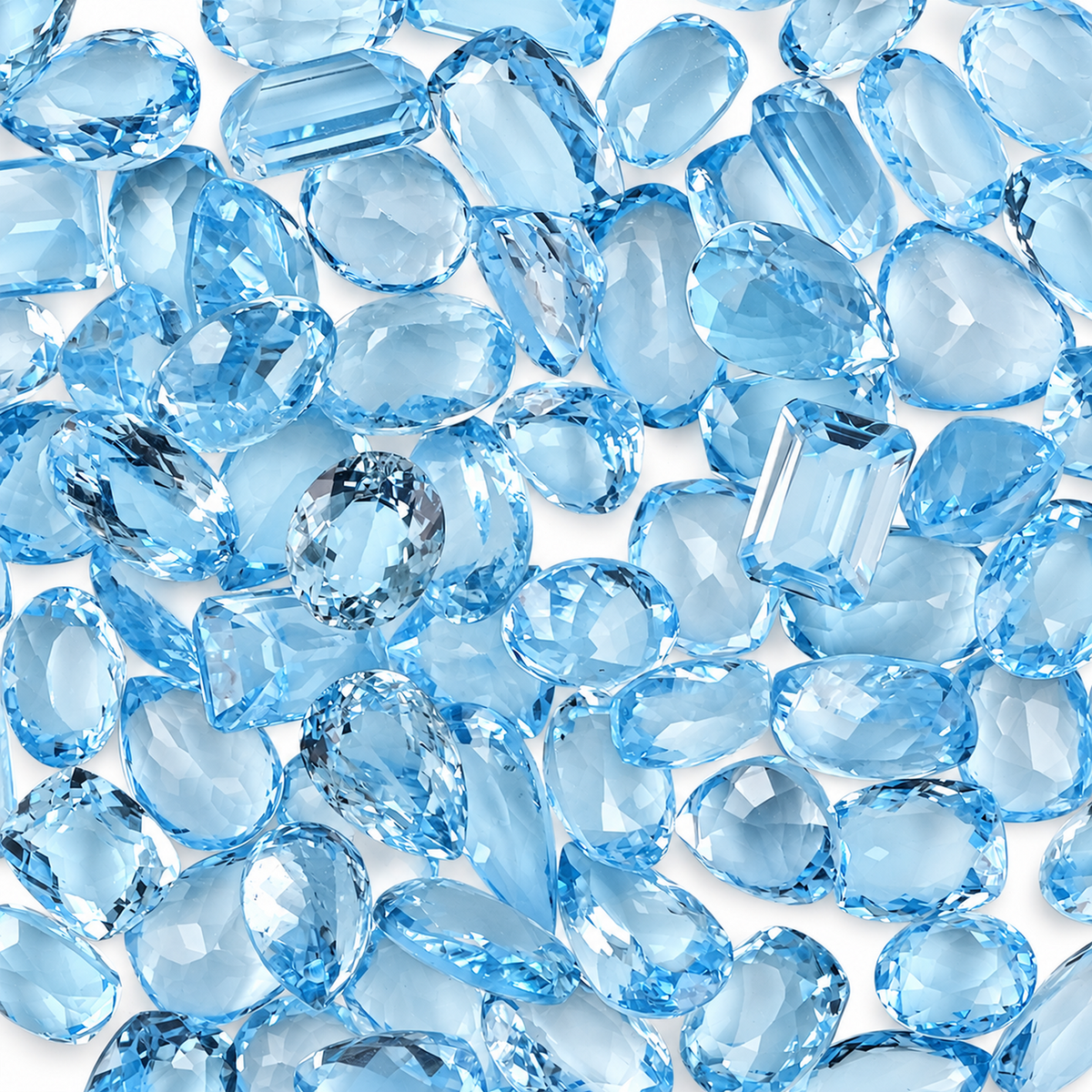 Blue Topaz Wholesale Gemstones, 100% Natural Semi-Precious Gems, Blue Faceted Loose Gems, 10-20mm, Mixed, 50+ Carats