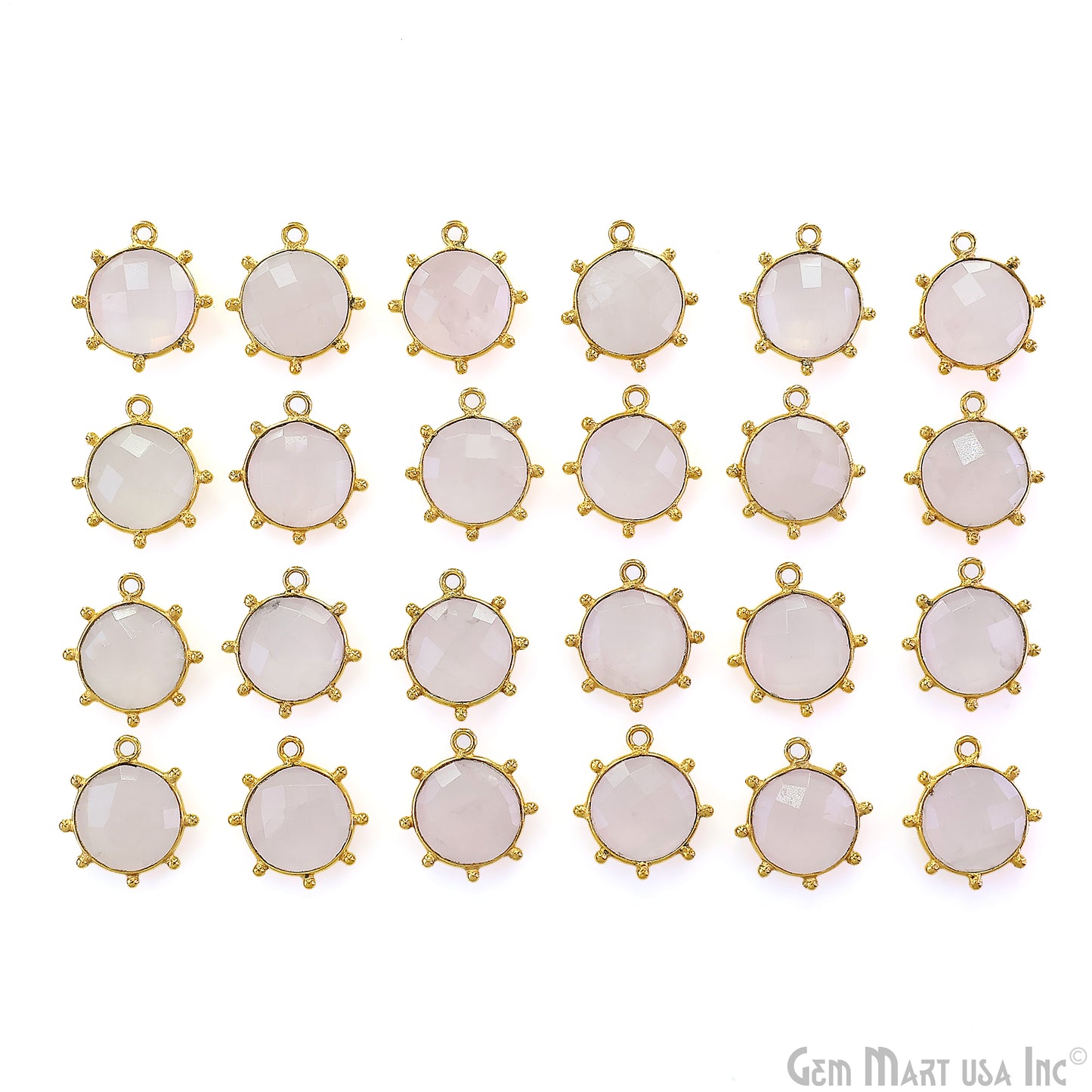 Round 17x15mm Design Bezel Gold Plated Single Bail Gemstone Connector