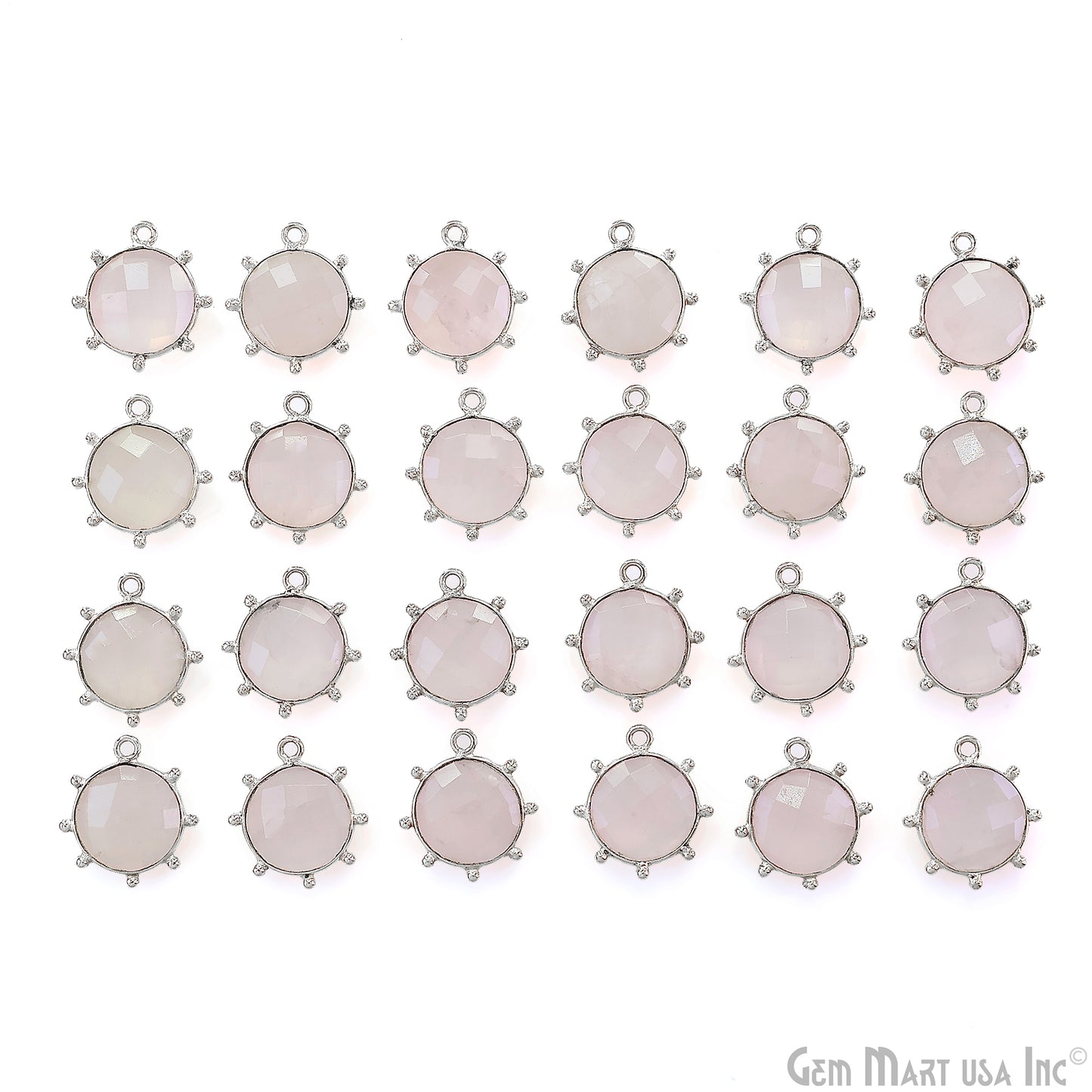 Round 17x15mm Design Bezel Silver Plated Single Bail Gemstone Connector