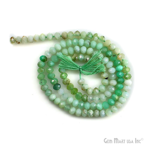 Chrysoprase Rondelle Beads, 13 Inch Gemstone Strands, Drilled Strung Nugget Beads, Faceted Round, 3-4mm