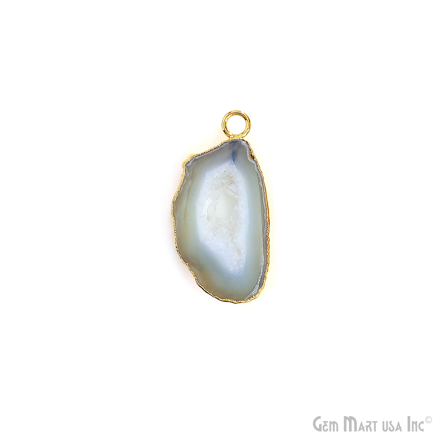 Yellow Agate Geode Druzy 1-2 Inch Single Bail Gold Electroplated Gemstone Connector