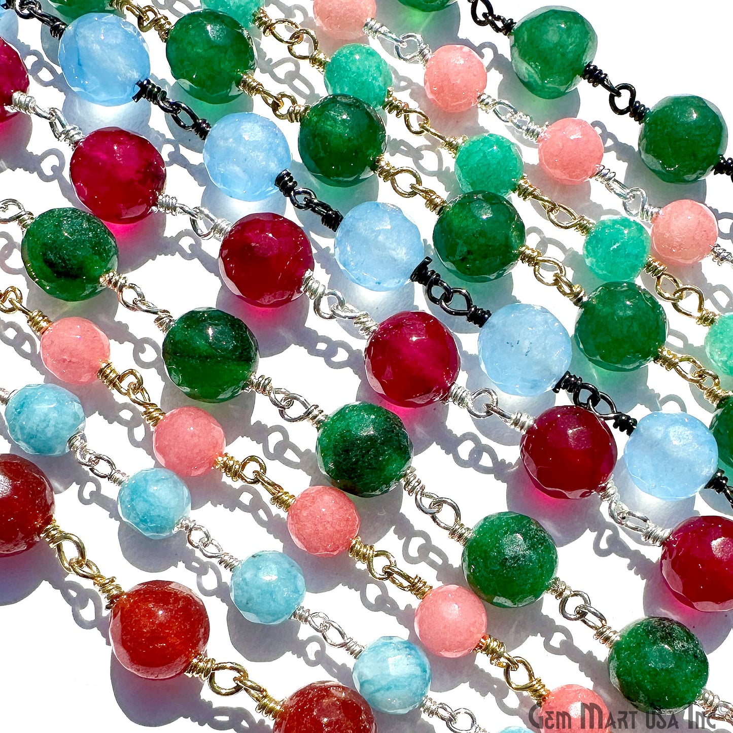 Gemstone Beads Necklace Pendant Craft Pack, Round Shape Natural Gemstone, DIY Jewelry Starter Kit, Gemstone Supply Kit, 30 Feet,