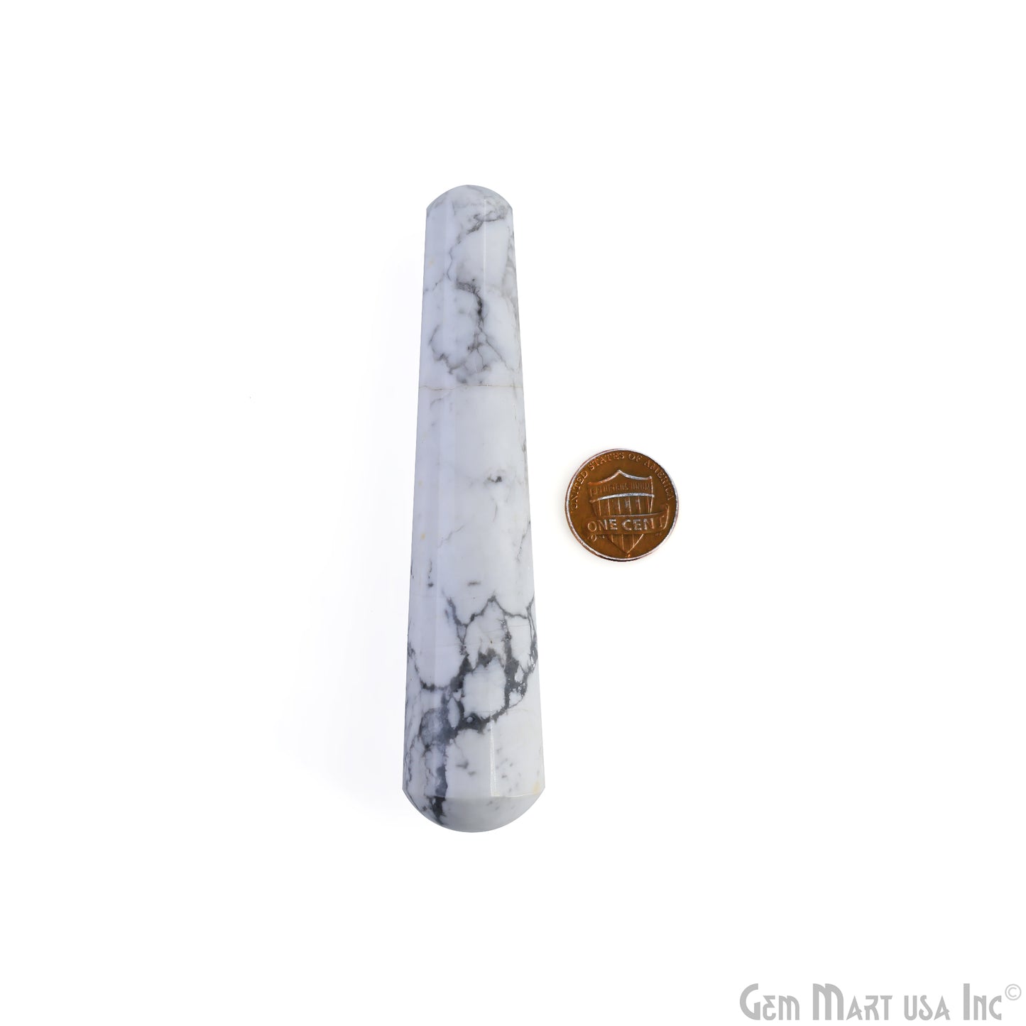 Howlite Hand Made SPA Massage Wand Reiki Healing Crystal Relaxation Meditation Collection Gift, Healing Crystal, 4Inch