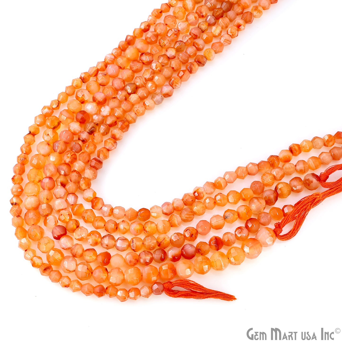 Carnelian Faceted Round Drilled Beads 4-6mm Waist Beads, Rondelle Bead Strand 13 Inch