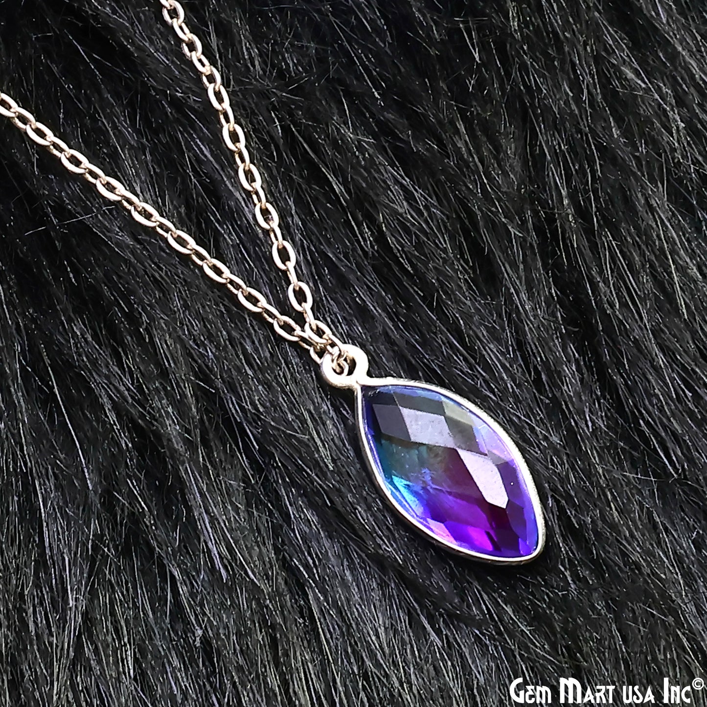 Doublet Aura Quartz 8x16mm Marquise Single Bail Silver Bezel Connector