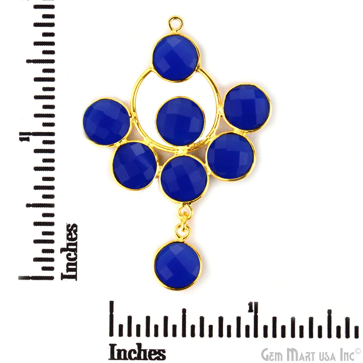 Ink Blue 49x33mm Gold Plated Gemstone Bezel Component