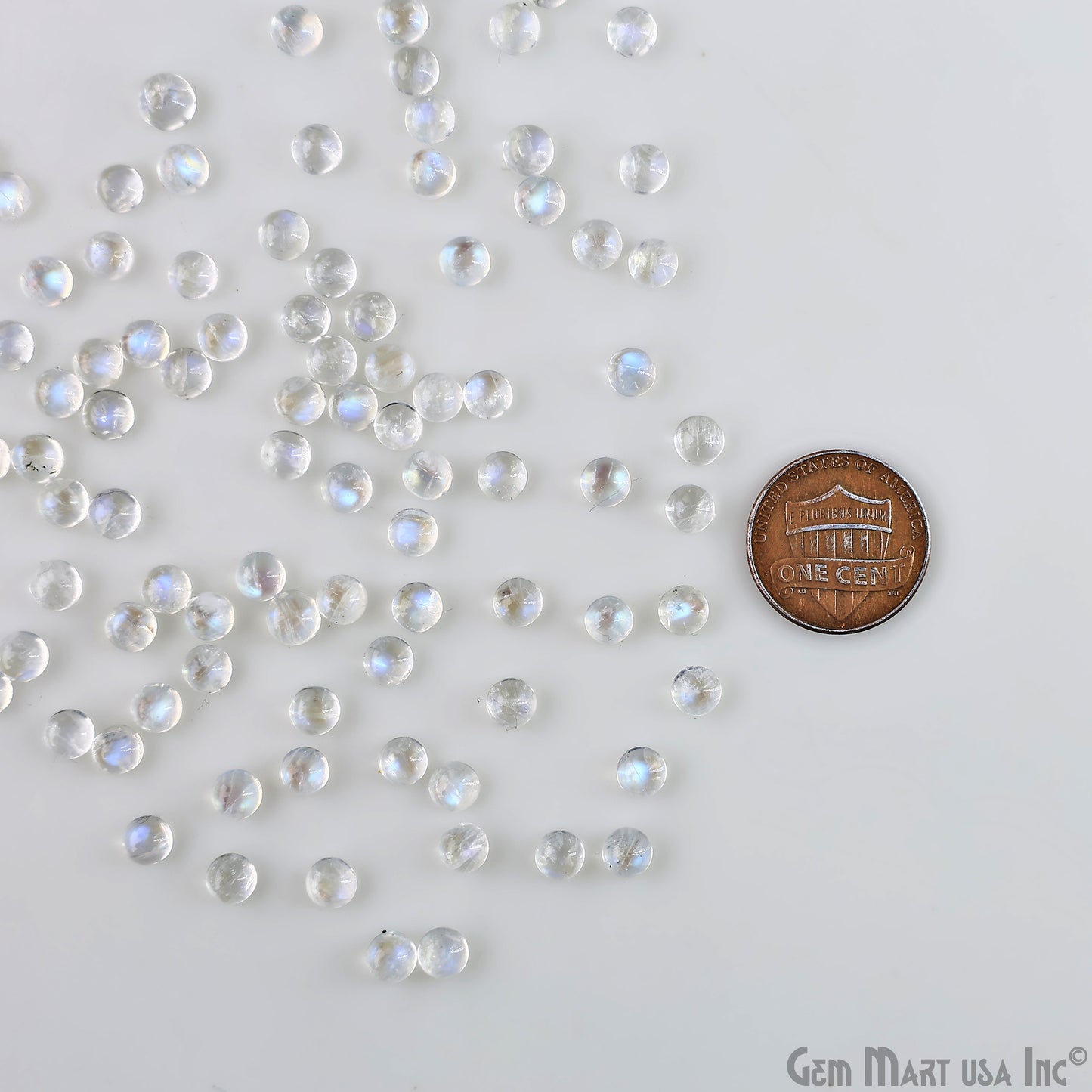 Rainbow Moonstone Wholesale Gemstones, 100% Natural Semi-Precious Gems, Rainbow Cabochons Loose Gems, 5mm, Round, 5 Carats