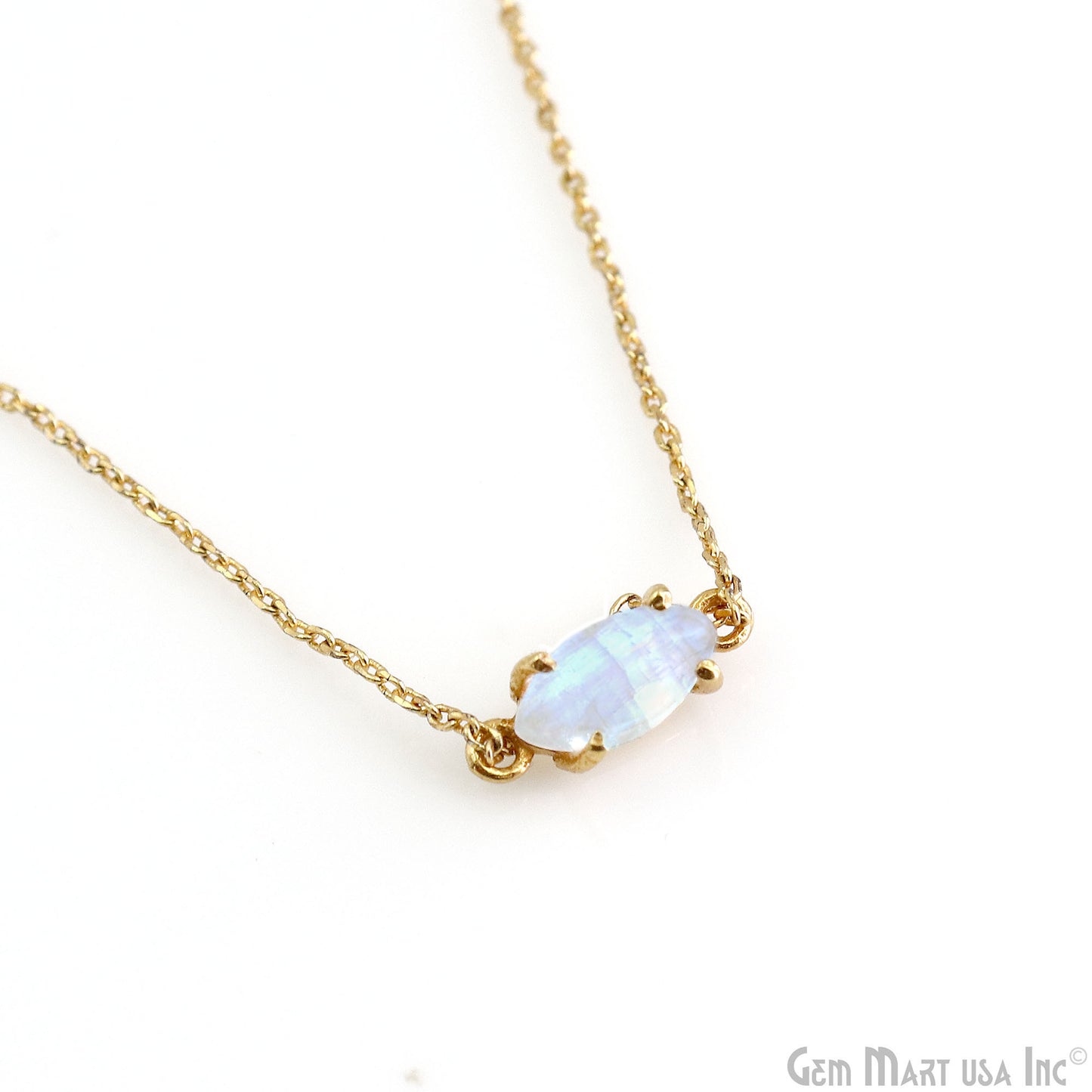 Flashy Moonstone 5x10mm Cabochon Marquise Prong Gold Setting Double Bail Gemstone Connector