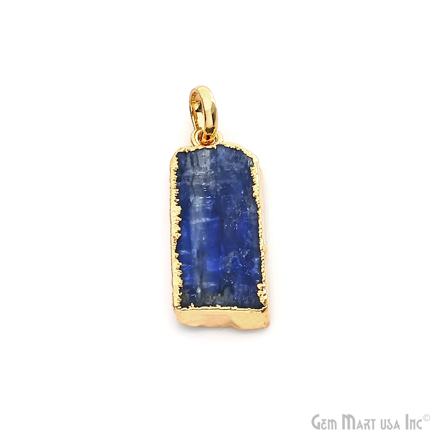 Kyanite Free Form 27x12mm Gold Electroplated Gemstone Single Bail Pendant
