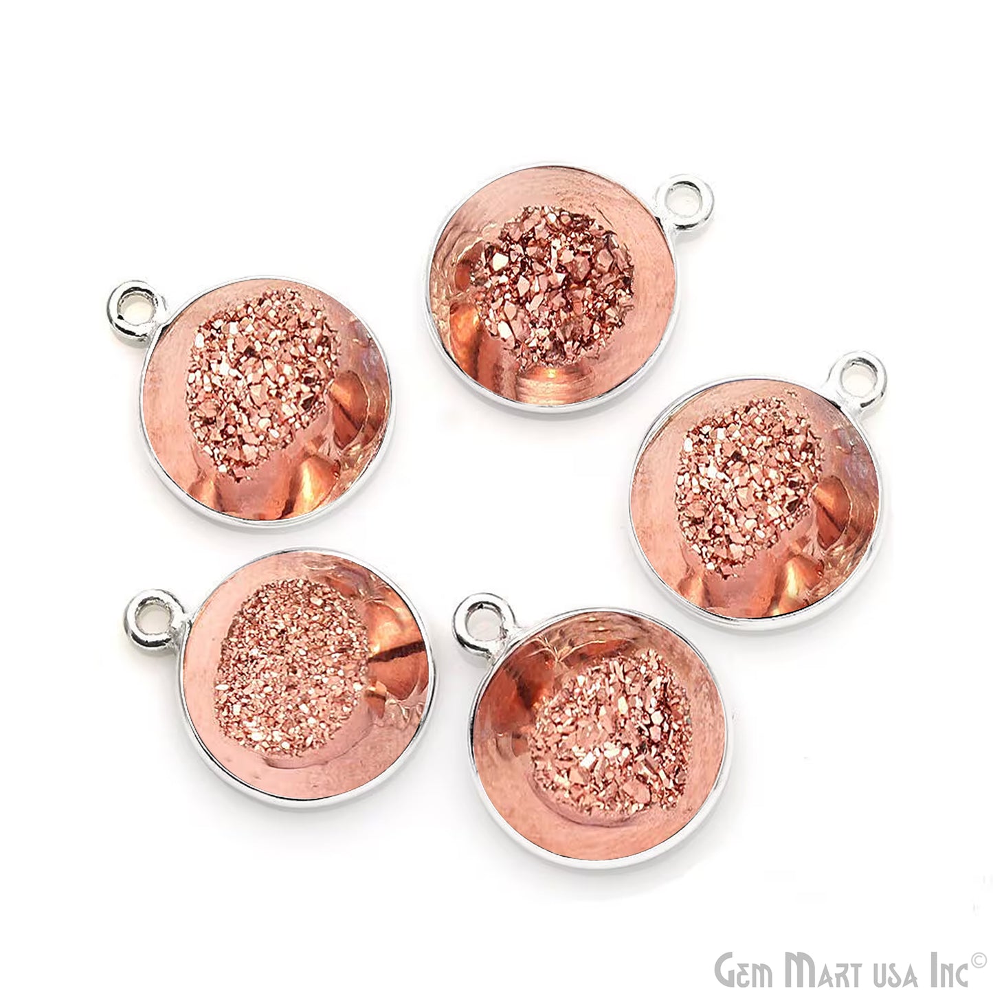 Window Druzy 12mm Round Shape Bezel Cave Druzy Gemstone Connector (Pick Your Color, Bail, Plating)