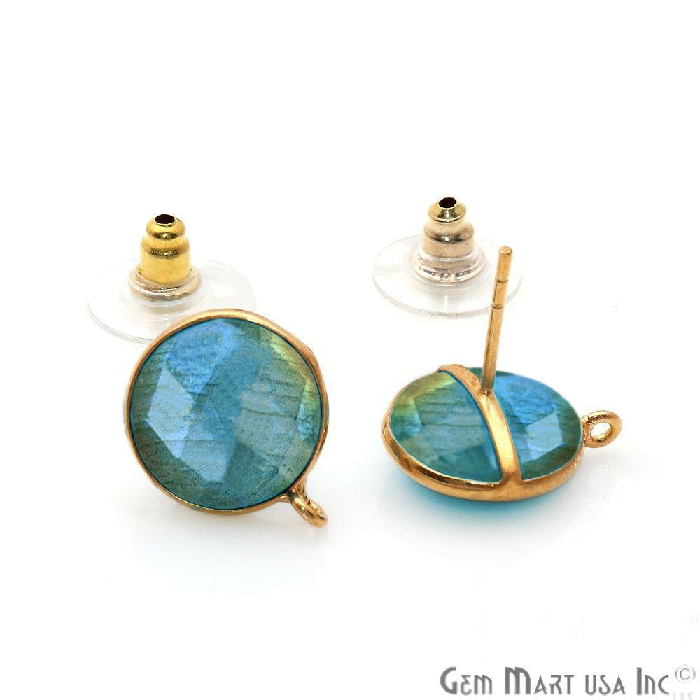 DIY Round 16x13mm Gold Plated Loop Gemstone Stud Earring