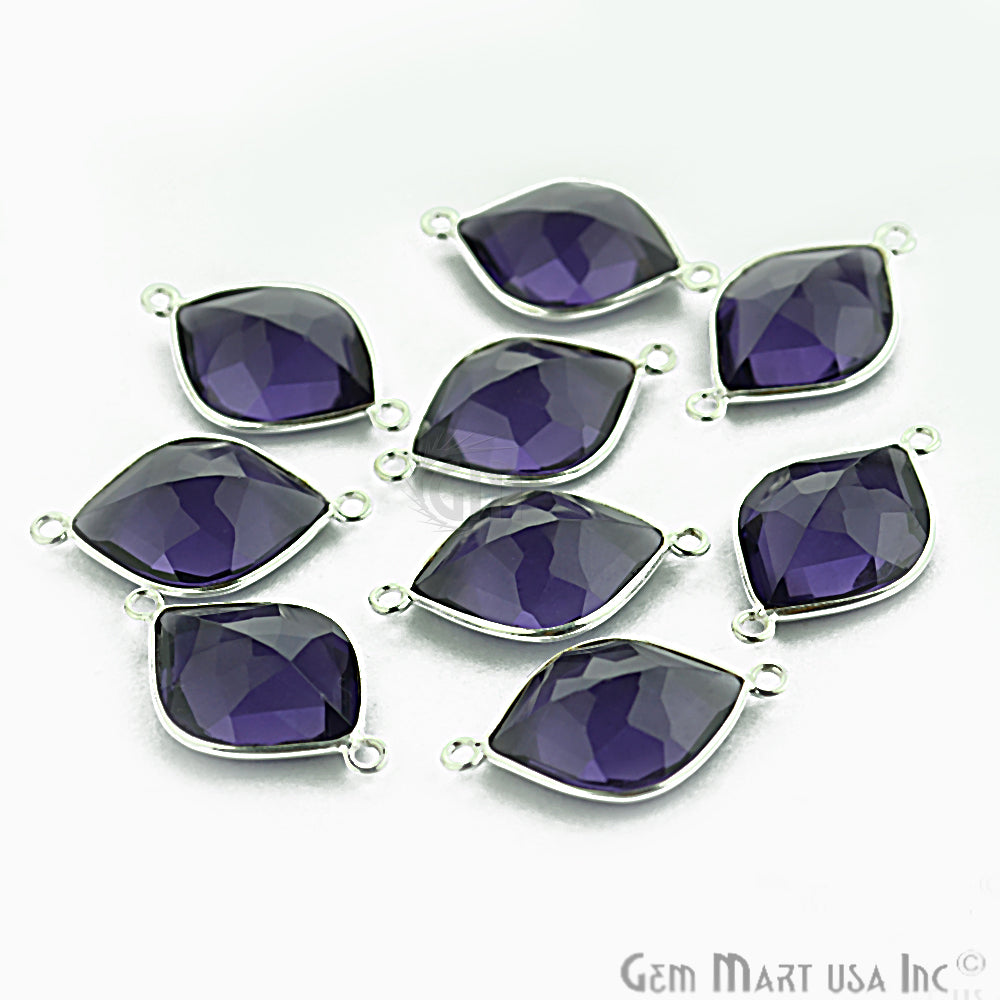 Marquise 14x18mm Double Bail Silver Bezel Gemstone Connector
