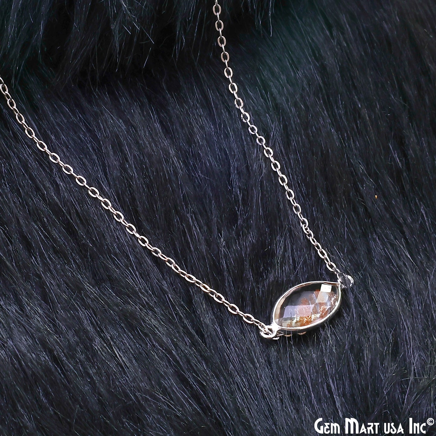 Marquise 8x16mm Double Bail Silver Bezel Gemstone Connector