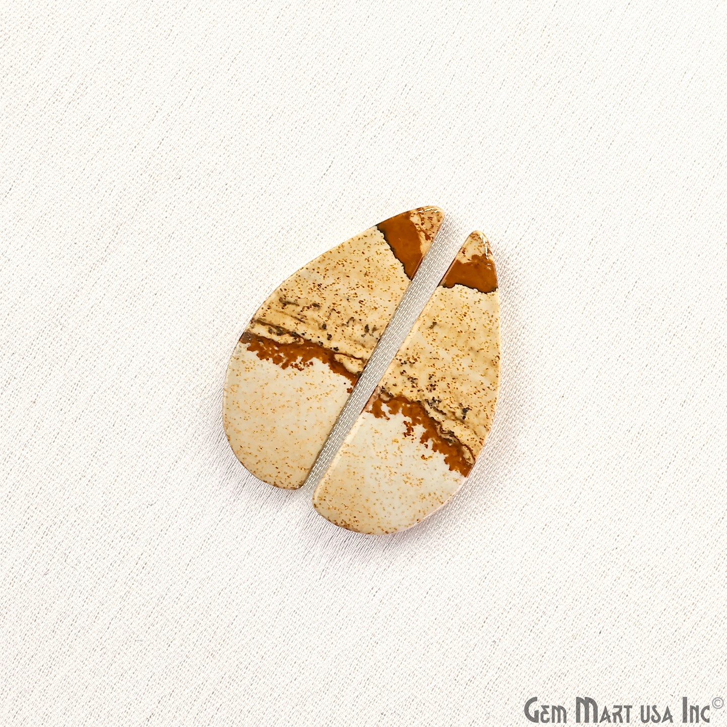 Picture Jasper Free Form Shape 25x10mm Loose Gemstone For Earring Pair