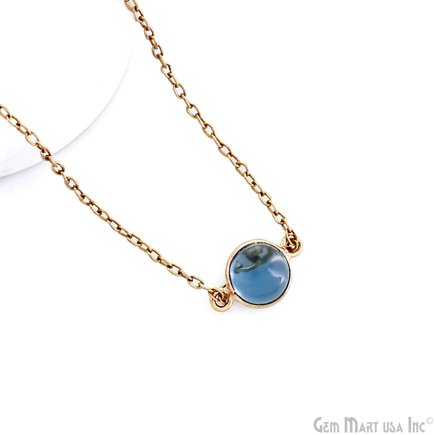 Round Shape 8mm Double Bail Gold Bezel Gemstone Cabochon Connector