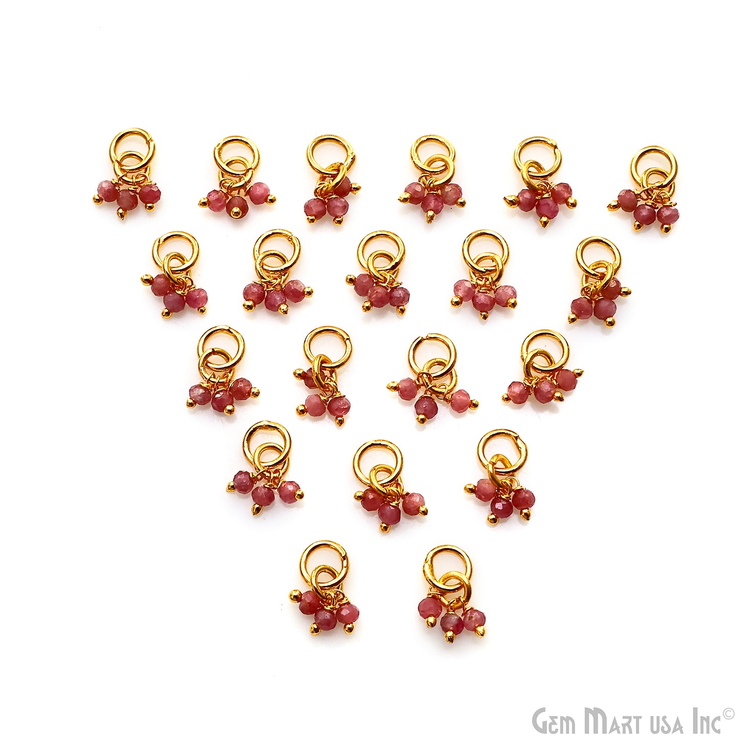 Faceted Gemstone Cluster Beads With Gold Jump Ring 15x6mm