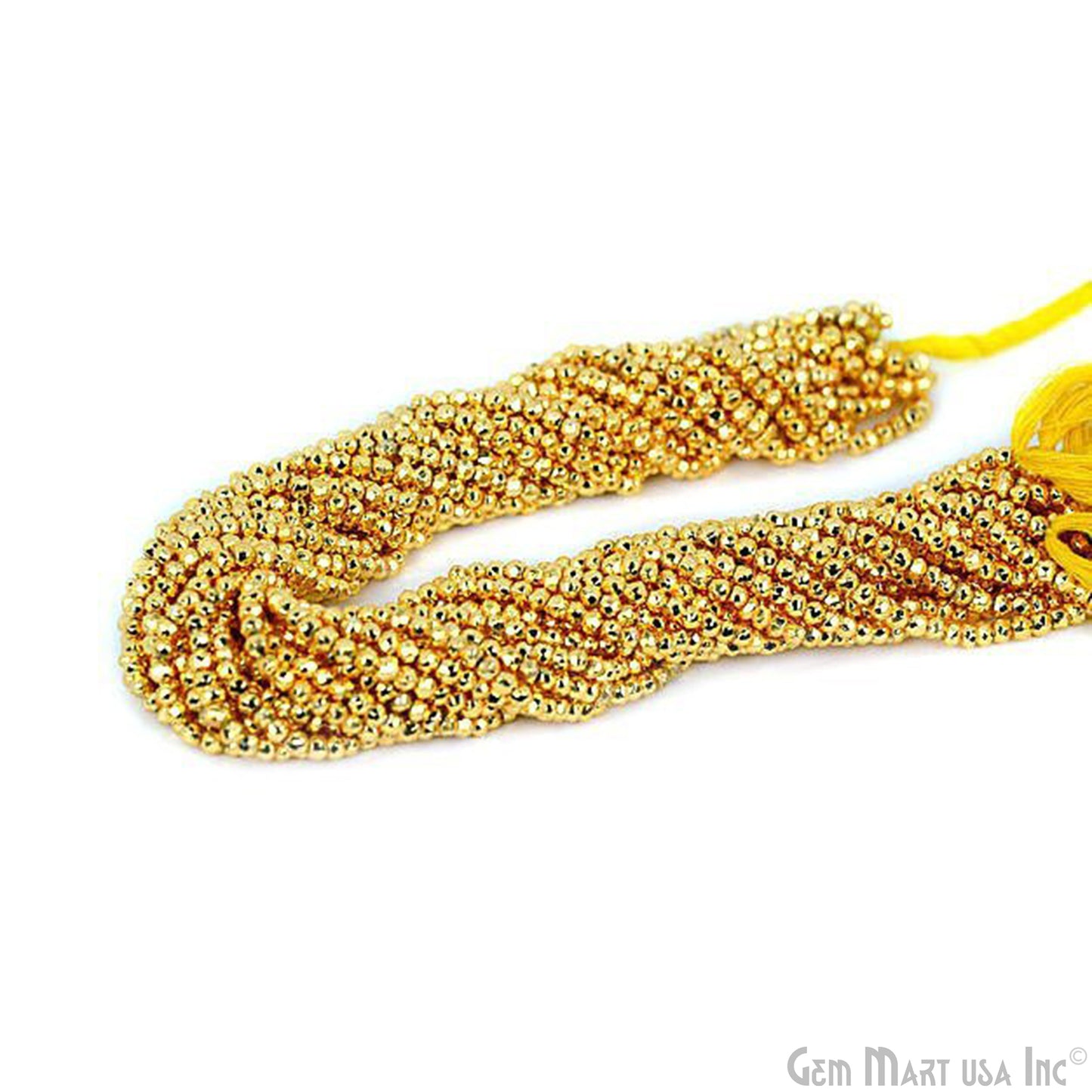 Golden Pyrite Rondelle Beads, 12.5 Inch Gemstone Strands, Drilled Strung Nugget Beads, Faceted Round, 3-4mm