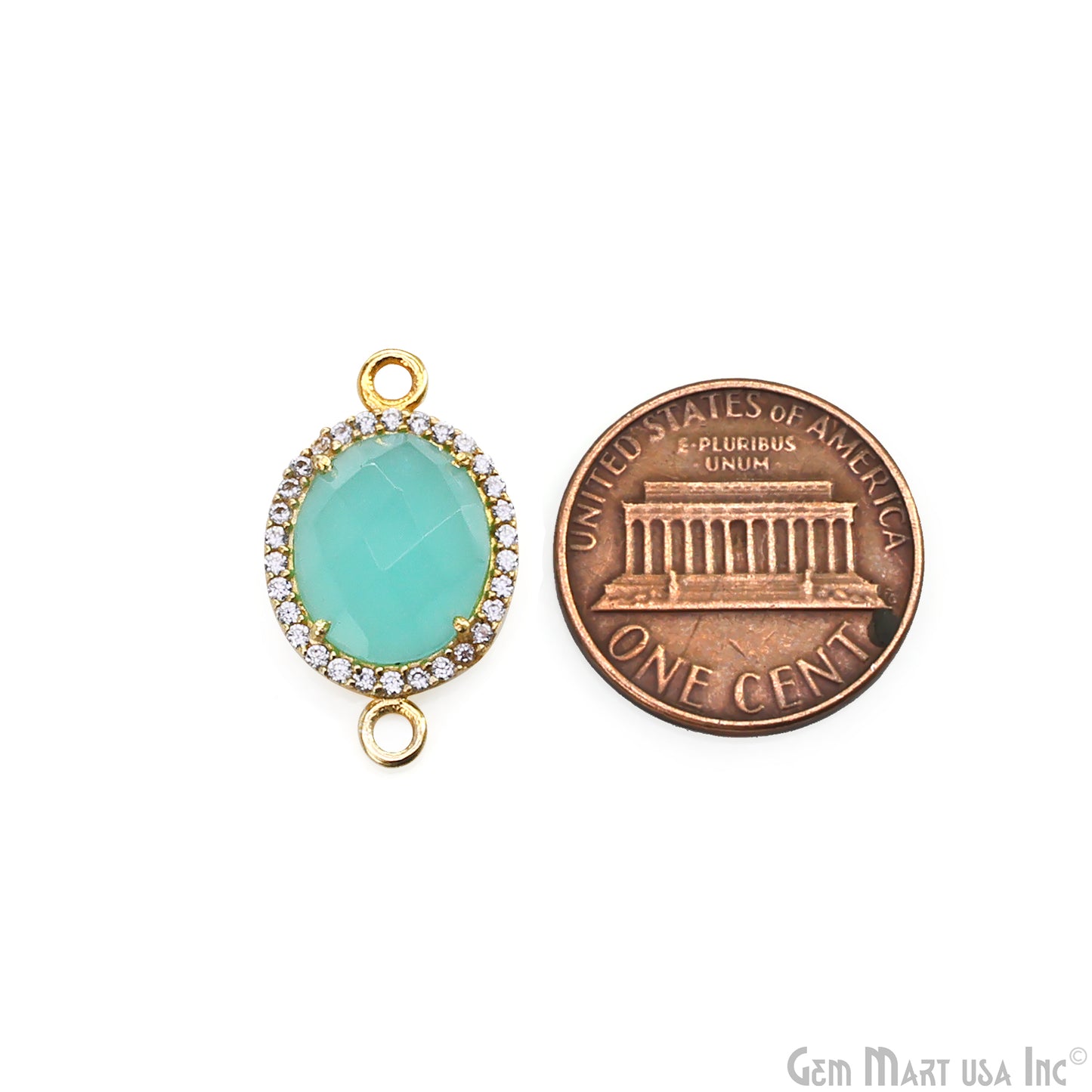 Gemstone 10x12mm Oval Cubic Zirconia Prong Setting Gold Connector (Pick Your Gemstone)