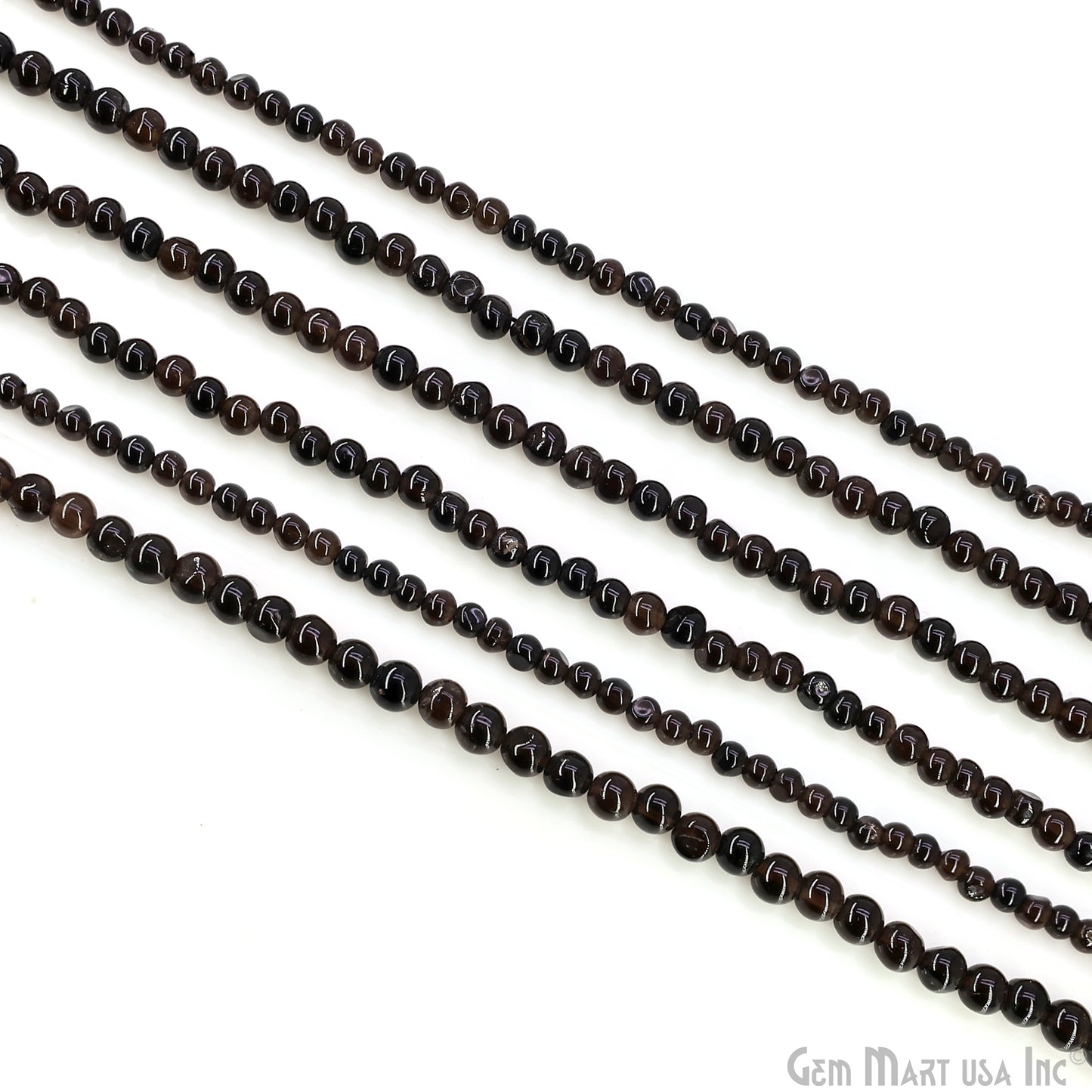 Black Spinel Smooth Round Drilled Beads 3-5mm Waist Beads, Rondelle Bead Strand 13 Inch
