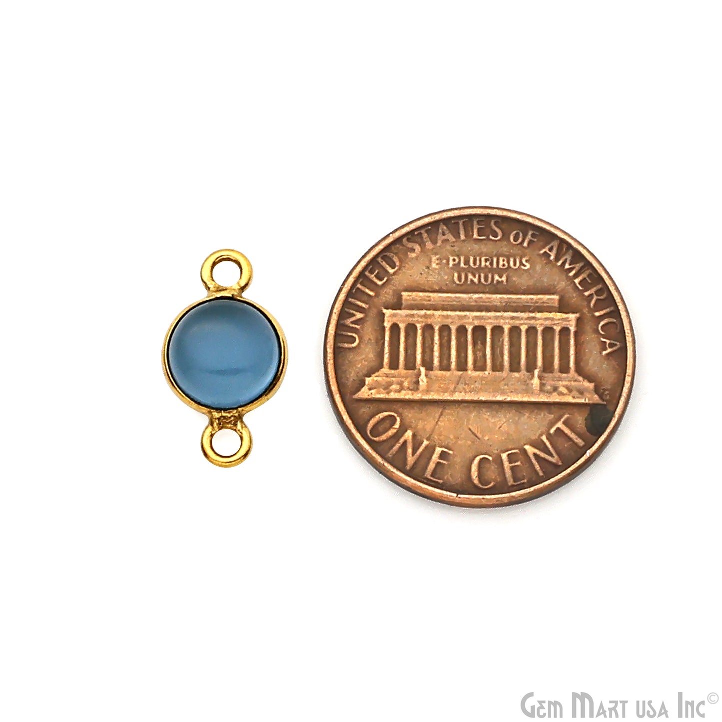 Cabochon 7mm Round Gold Plated Double Bail Gemstone Connector