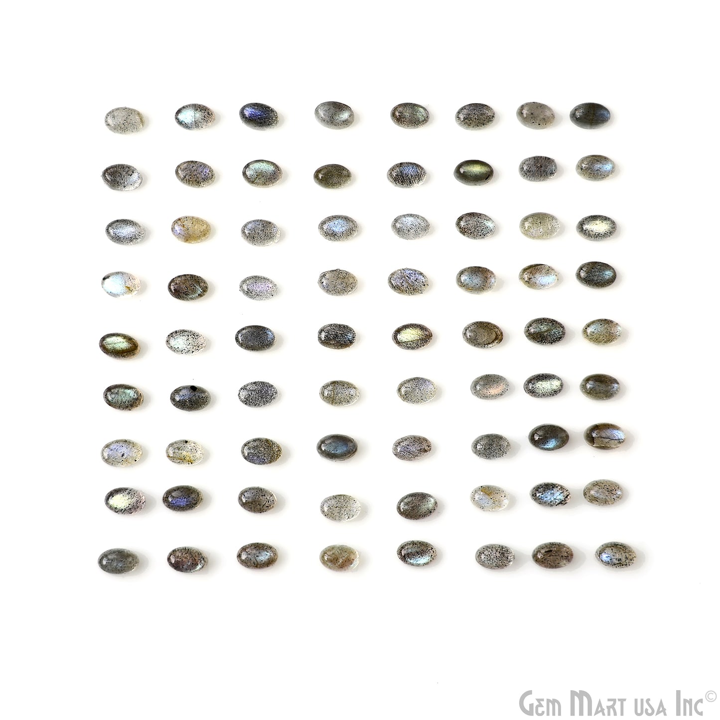 Labradorite Wholesale Gemstones, 100% Natural Semi-Precious Gems, Grey Cabochons Loose Gems, 6x4mm, Oval, 5 Carats
