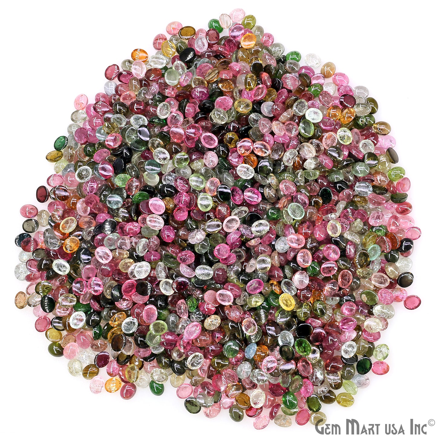 Multi Tourmaline Wholesale Gemstones, 100% Natural Semi-Precious Gems, Multi Color Cabochons Loose Gems, 4x5mm, Oval, 5 Carats
