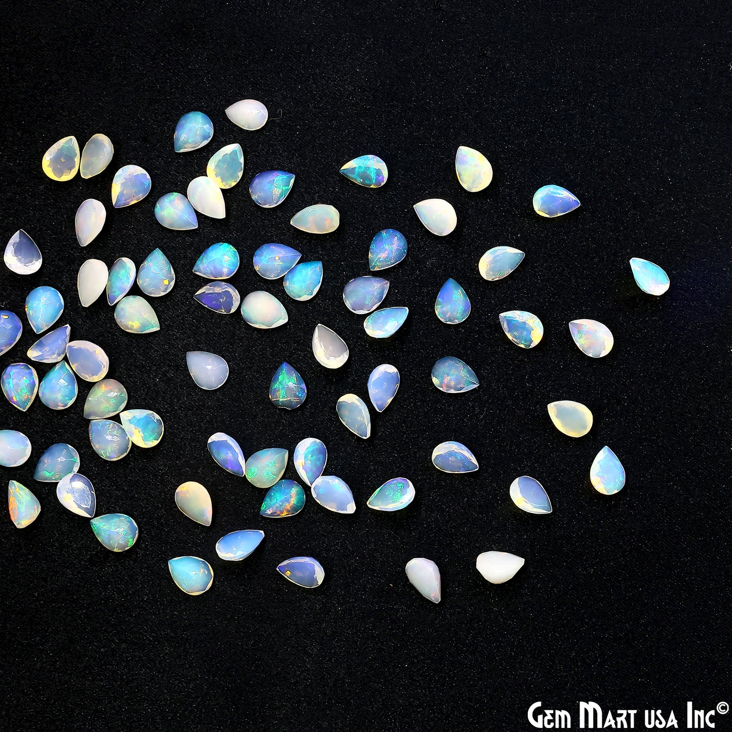 Ethiopian Opal Wholesale Gemstones, 100% Natural Precious Gems, Rainbow Cabochons Loose Gems, 6x8mm, Pears, 4PC