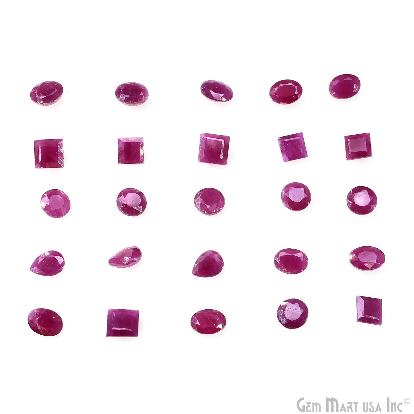 Ruby Wholesale Gemstones, 100% Natural Precious Gems, Pink Faceted Loose Gems, 5-8mm, Mix, 10 Carats