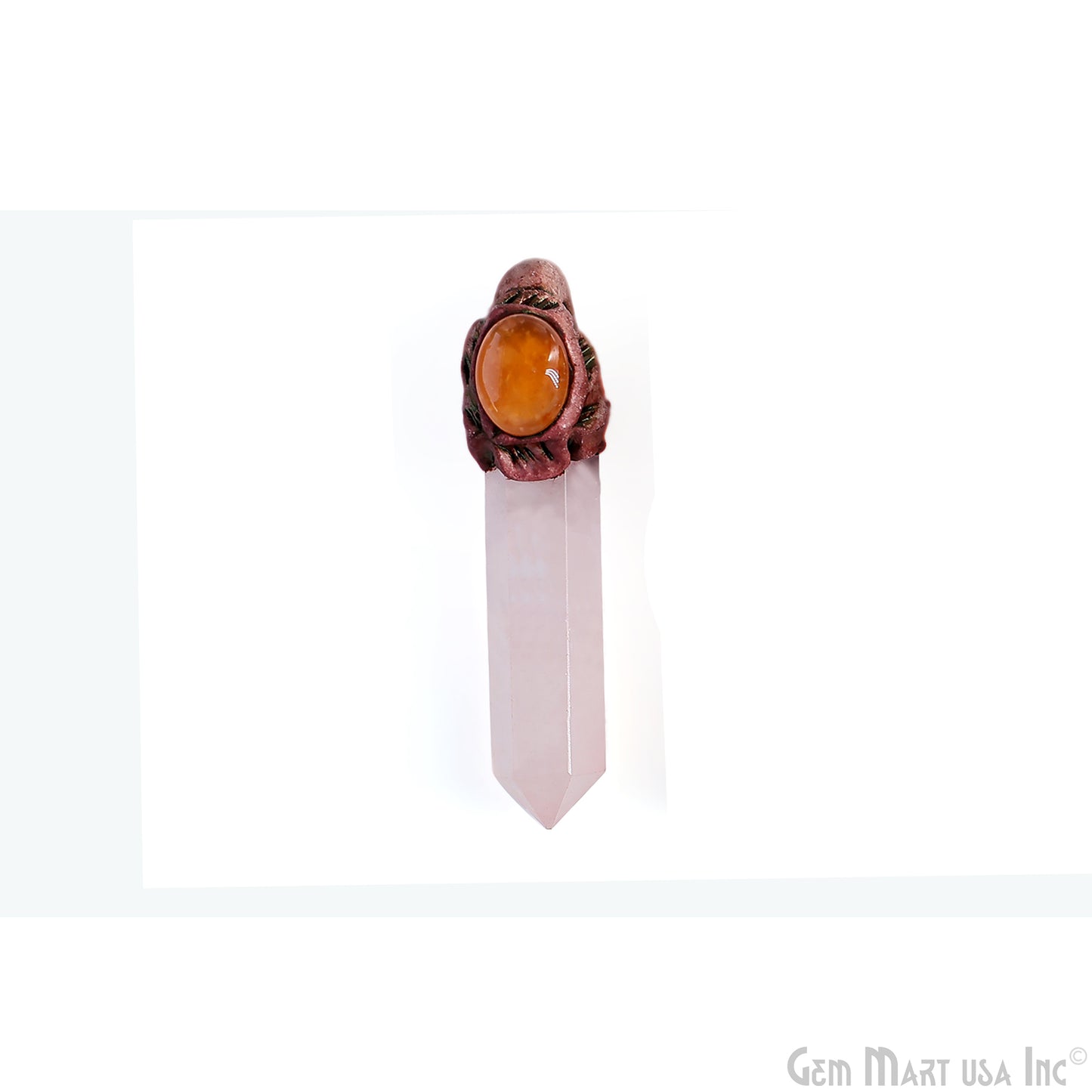 Rose Quartz with Yellow Aventurine Polymer Clay Crystal Pendant, Dowsing Clay Single Bail Pendant