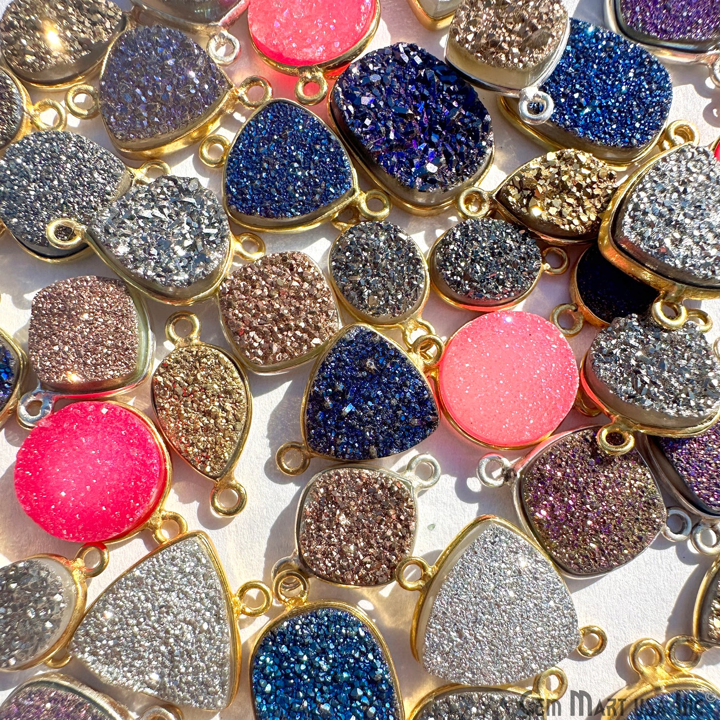 Druzy Gemstone Necklace Pendant Craft Pack, Raw Mix Shape Natural Gemstone, DIY Jewelry Starter Kit, Gemstone Supply Kit, 20 pcs,