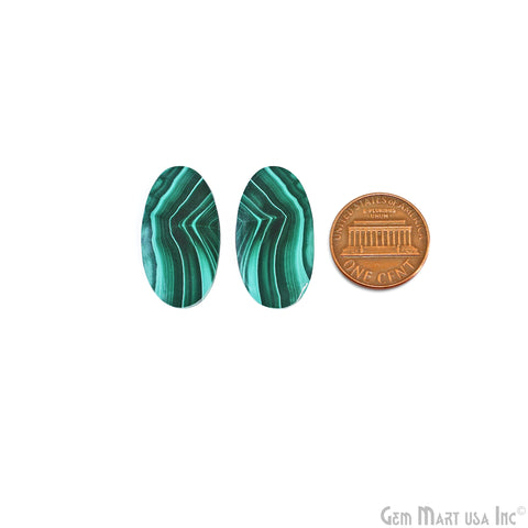 Malachite Oval Shape 28x13mm Loose Gemstone For Earring Pair