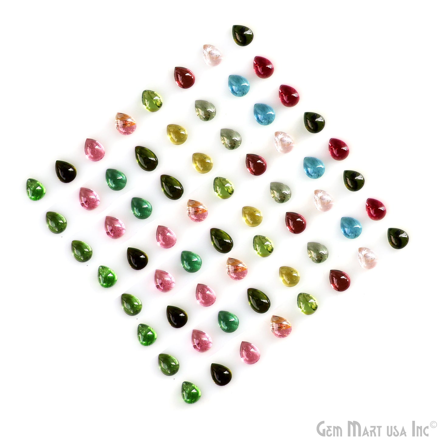 Multi Tourmaline Wholesale Gemstones, 100% Natural Semi-Precious Gems, Multi Color Cabochons Loose Gems, 6x4mm, Pear, 5 Carats