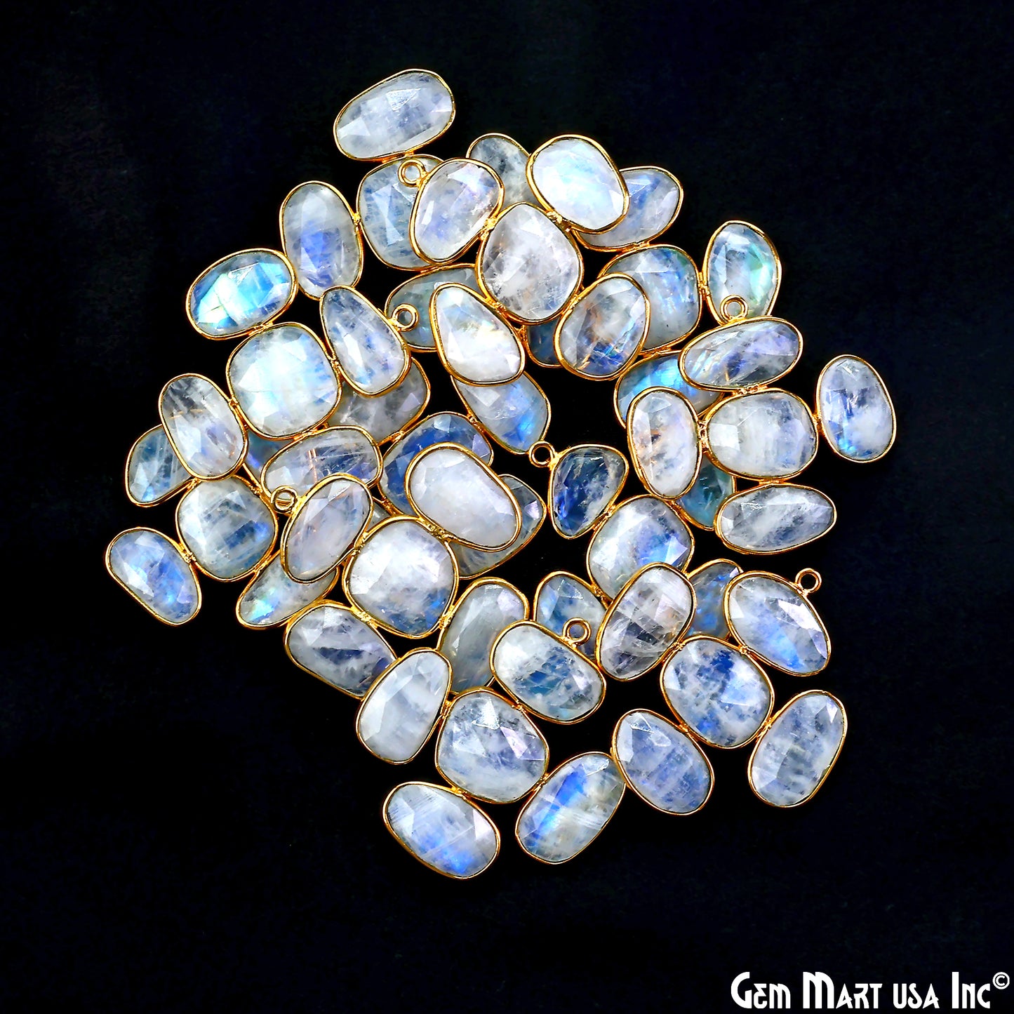 Rainbow Moonstone Gold Plated 34x32mm Dangle Finding Component Earring Enhancer