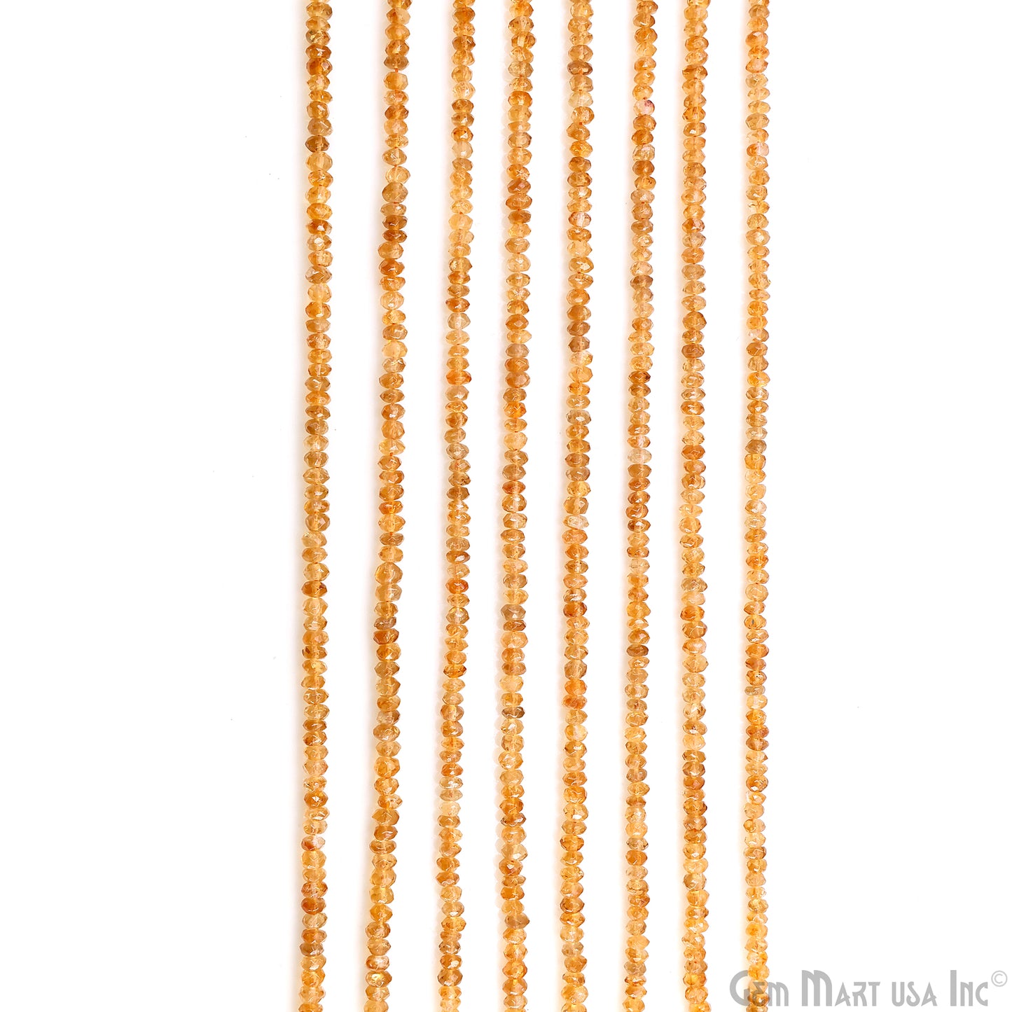 Citrine Faceted Round Drilled Beads 3-4mm Waist Beads, Rondelle Bead Strand 14 Inch