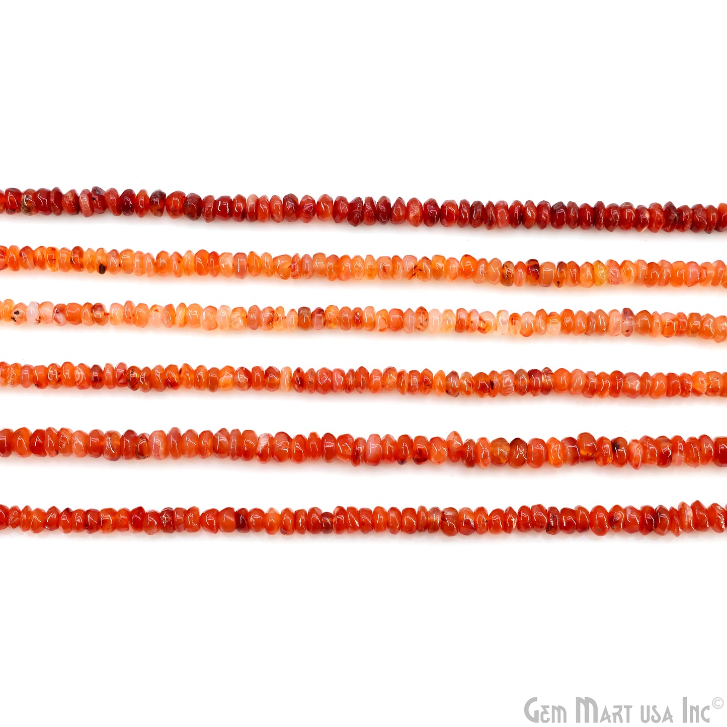 Carnelian Smooth Round Drilled Beads 4-6mm Waist Beads, Rondelle Bead Strand 13 Inch