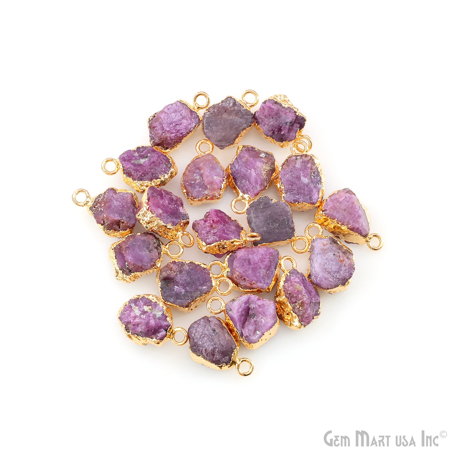 Organic Rough Gold Electroplated 13x7mm Single Bail Gemstone Charm Crystal Pendant