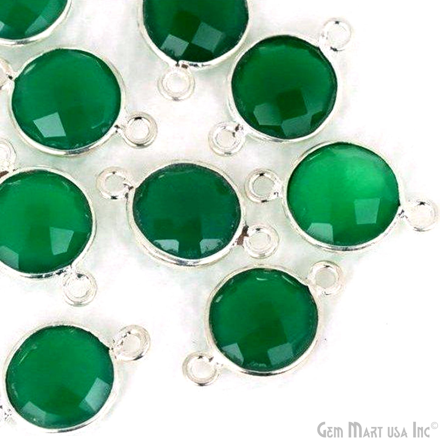 Round 10mm Double Bail Silver Plated Gemstone Bezel Connector