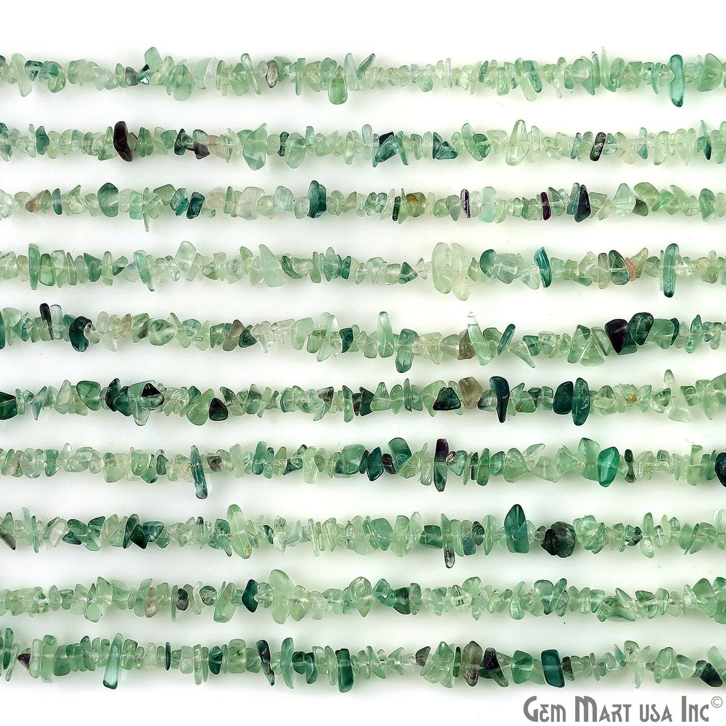 Fluorite Chip Beads, 34 Inch, Natural Chip Strands, Drilled Strung Nugget Beads, 3-7mm, Polished, GemMartUSA (CHFL-70001)