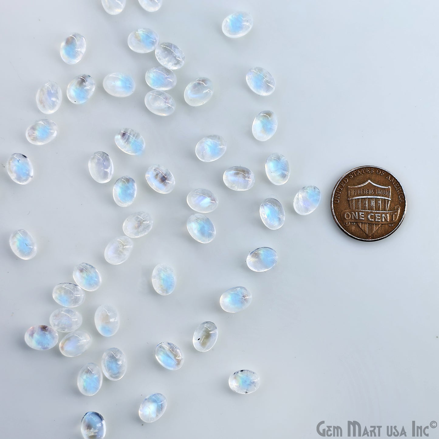 Rainbow Moonstone Wholesale Gemstones, 100% Natural Semi-Precious Gems, Rainbow Cabochons Loose Gems, 6x8mm, Oval, 5 Carats