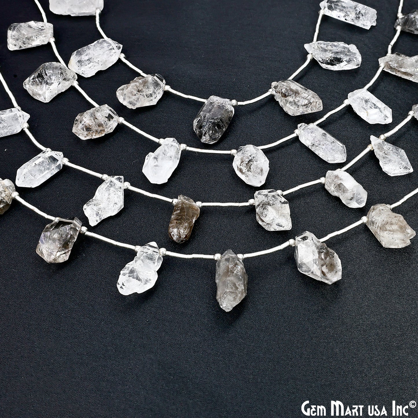 Herkimer Diamond Rough Beads, 9.5 Inch Gemstone Strands, Drilled Strung Briolette Beads, Free Form, 12x20mm