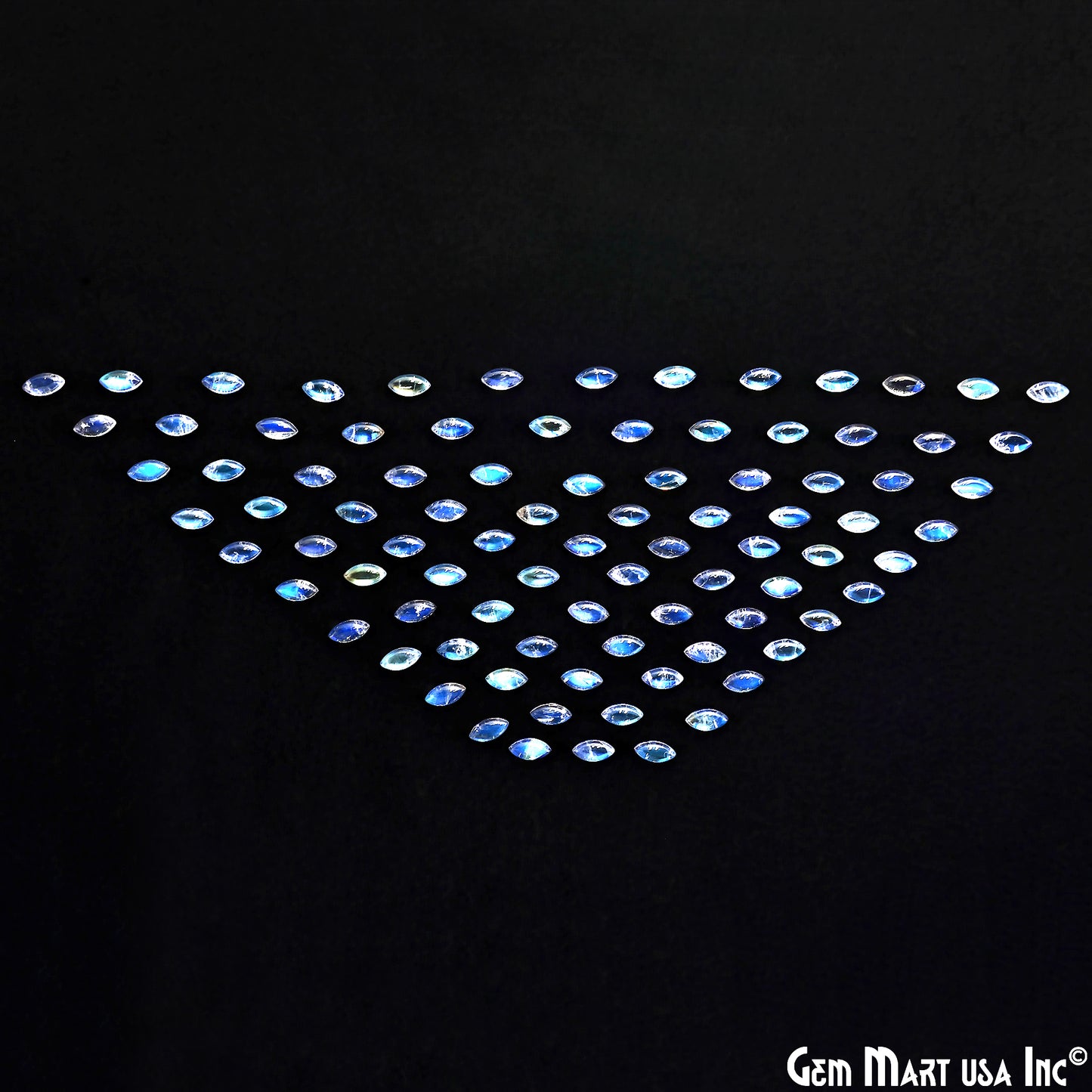 Natural Rainbow Moonstone Marquise Cabochon, 3x6mm, AA Quality Blue Fire, 100% Cabochon Loose Stone, Wholesale Gemstones