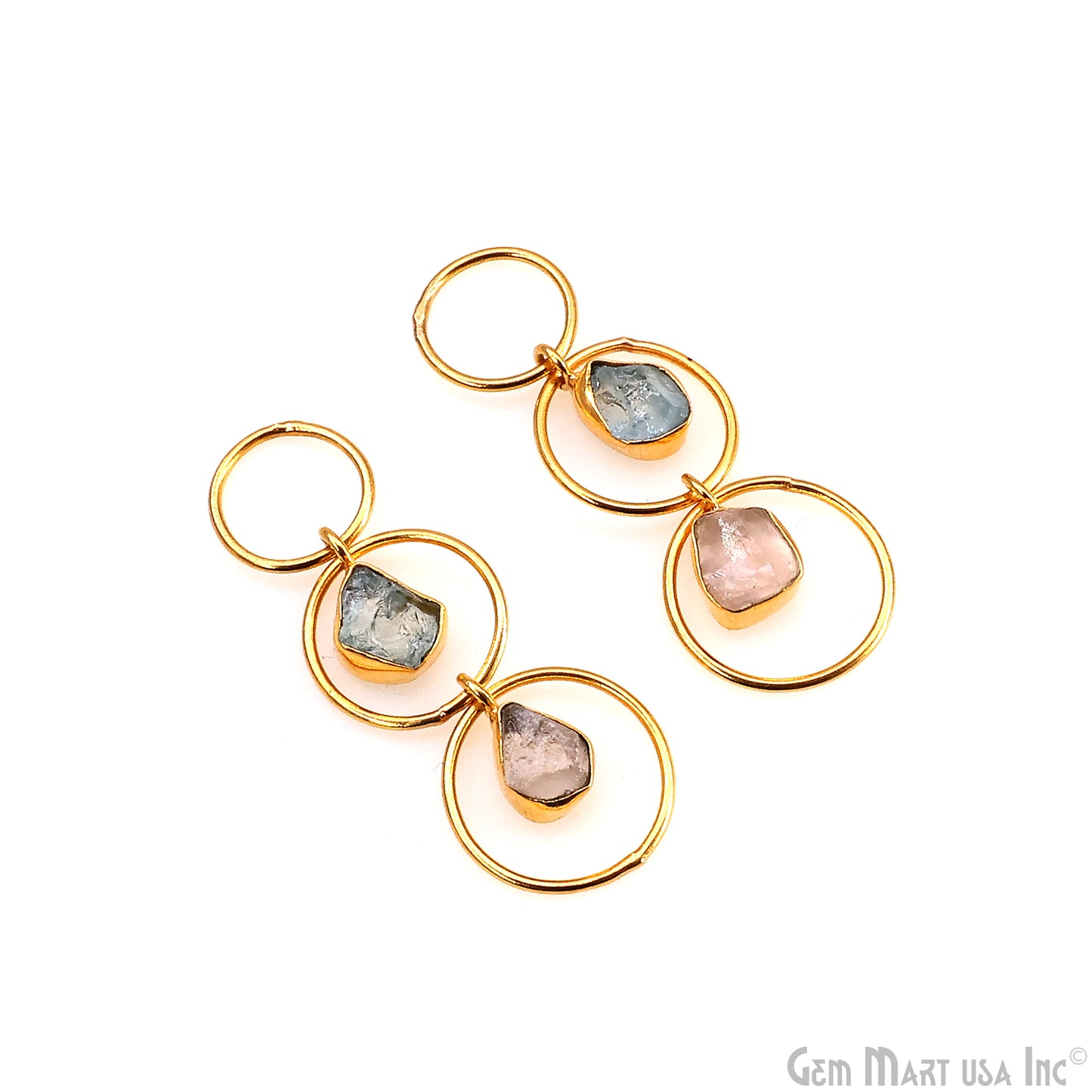 DIY Rough Gemstone Gold Plated Bezel Setting Dangle Chandelier Finding Connector 1PC