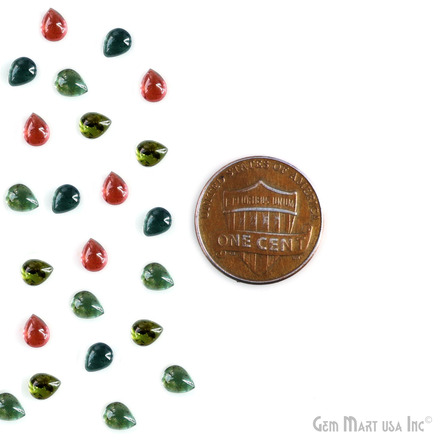 Multi Tourmaline Wholesale Gemstones, 100% Natural Semi-Precious Gems, Multi Color Cabochons Loose Gems, 4x5mm, Pear, 5 Carats