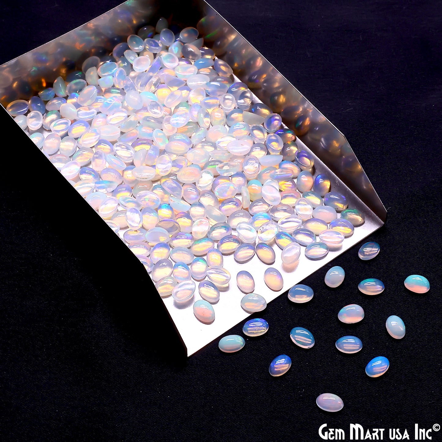 Ethiopian Opal Wholesale Gemstones, 100% Natural Precious Gems, Rainbow Cabochons Loose Gems, 6x4mm, Oval, 5PC