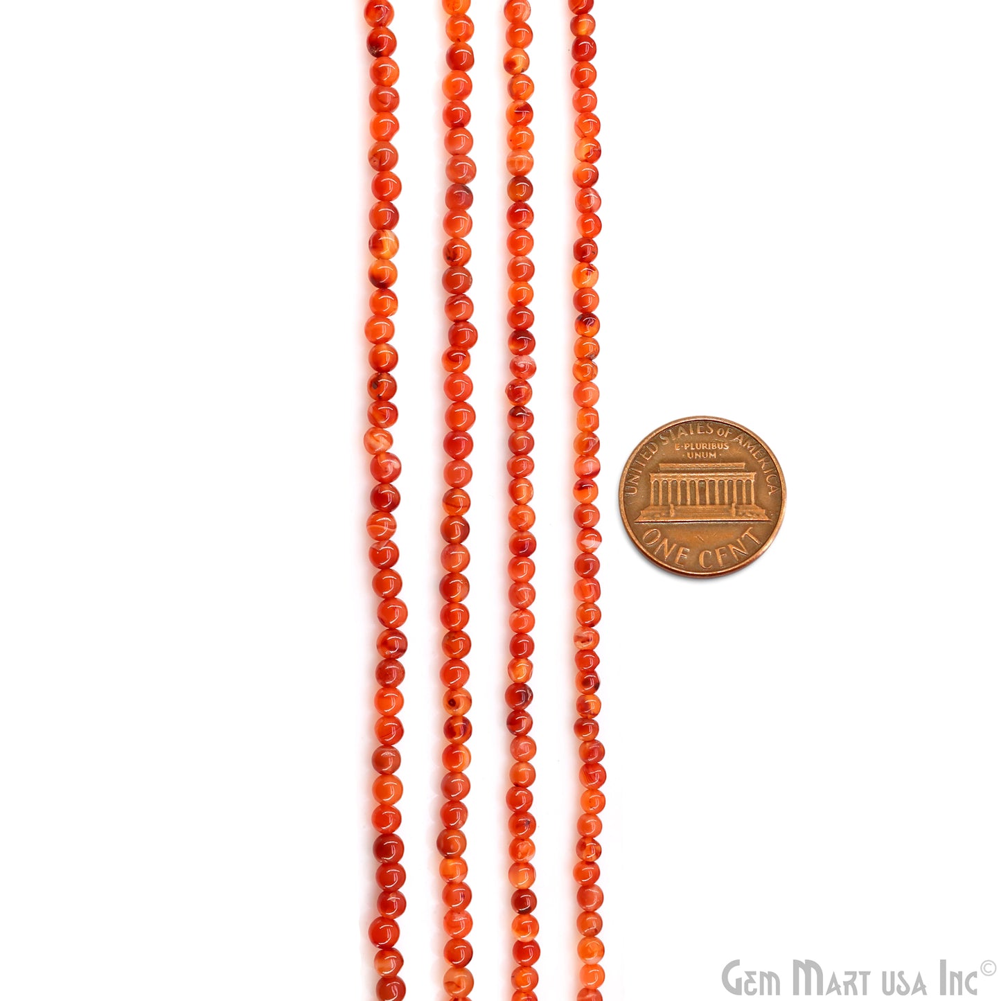 Carnelian Smooth Round Drilled Beads 4-5mm Waist Beads, Rondelle Bead Strand 13 Inch
