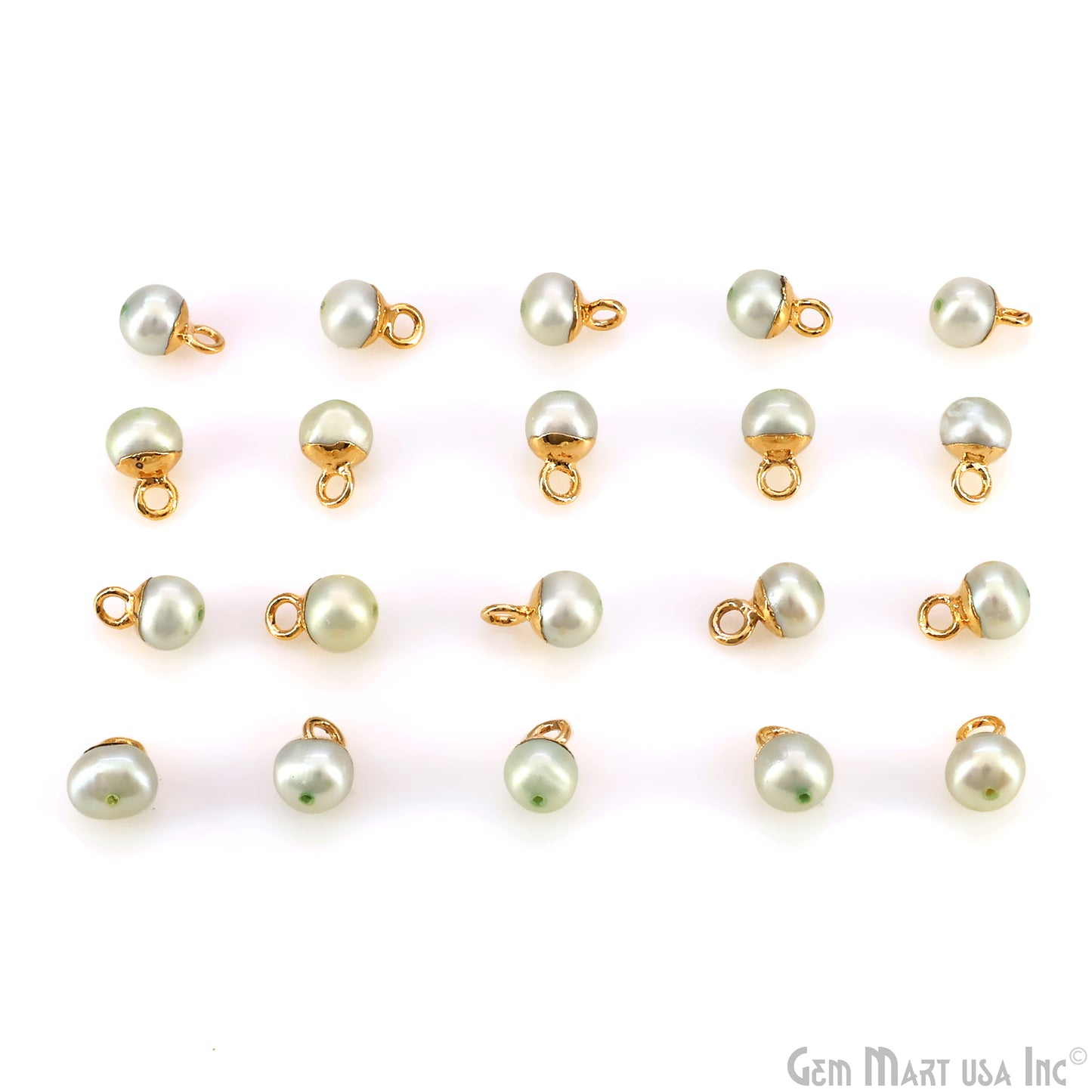 Pearl Freeform Cabochon Charm With Gold Electroplated Cap Single Bail Pendant