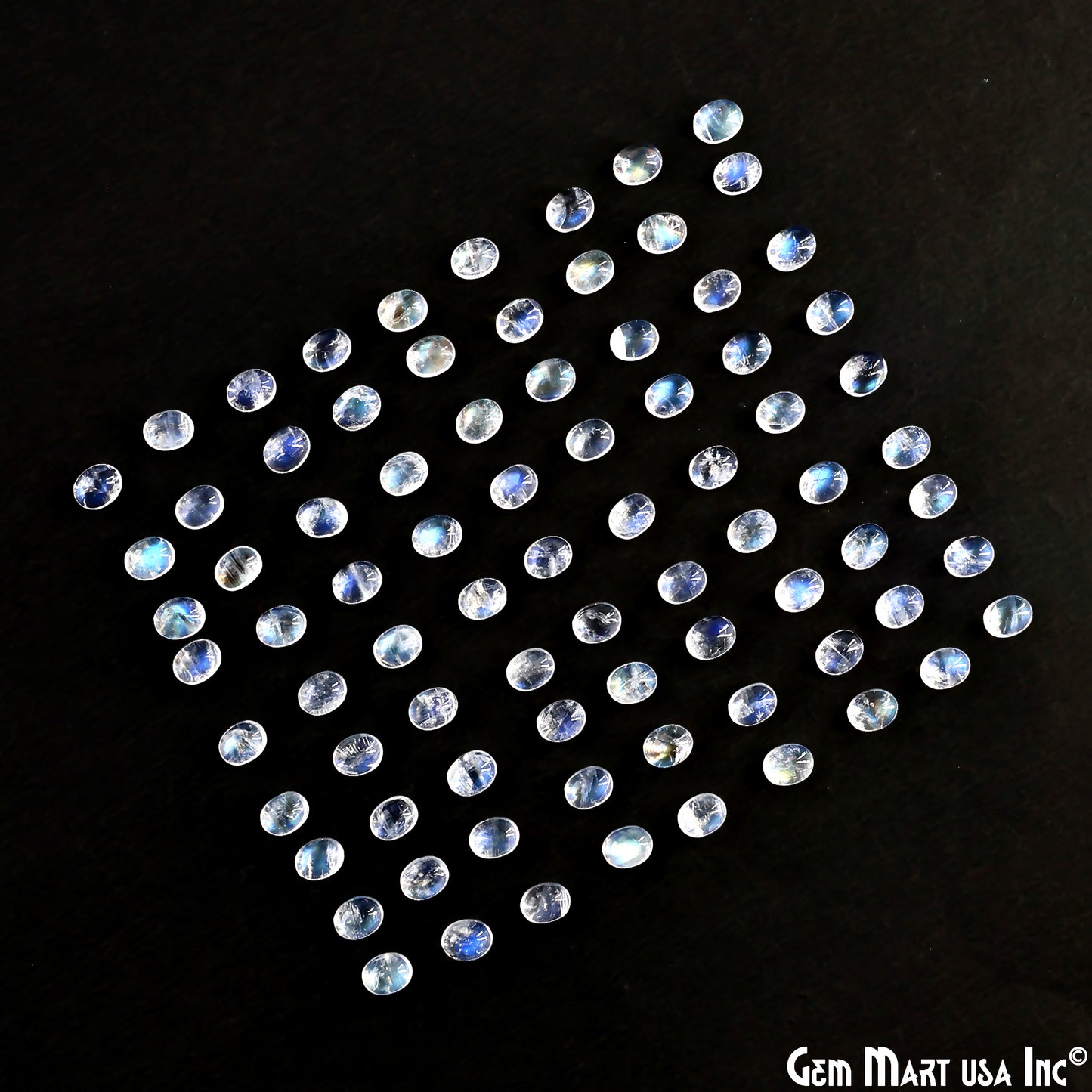 Rainbow Moonstone Wholesale Gemstones, 100% Natural Semi-Precious Gems, Rainbow Cabochons Loose Gems, 4x5mm, Oval, 5 Carats