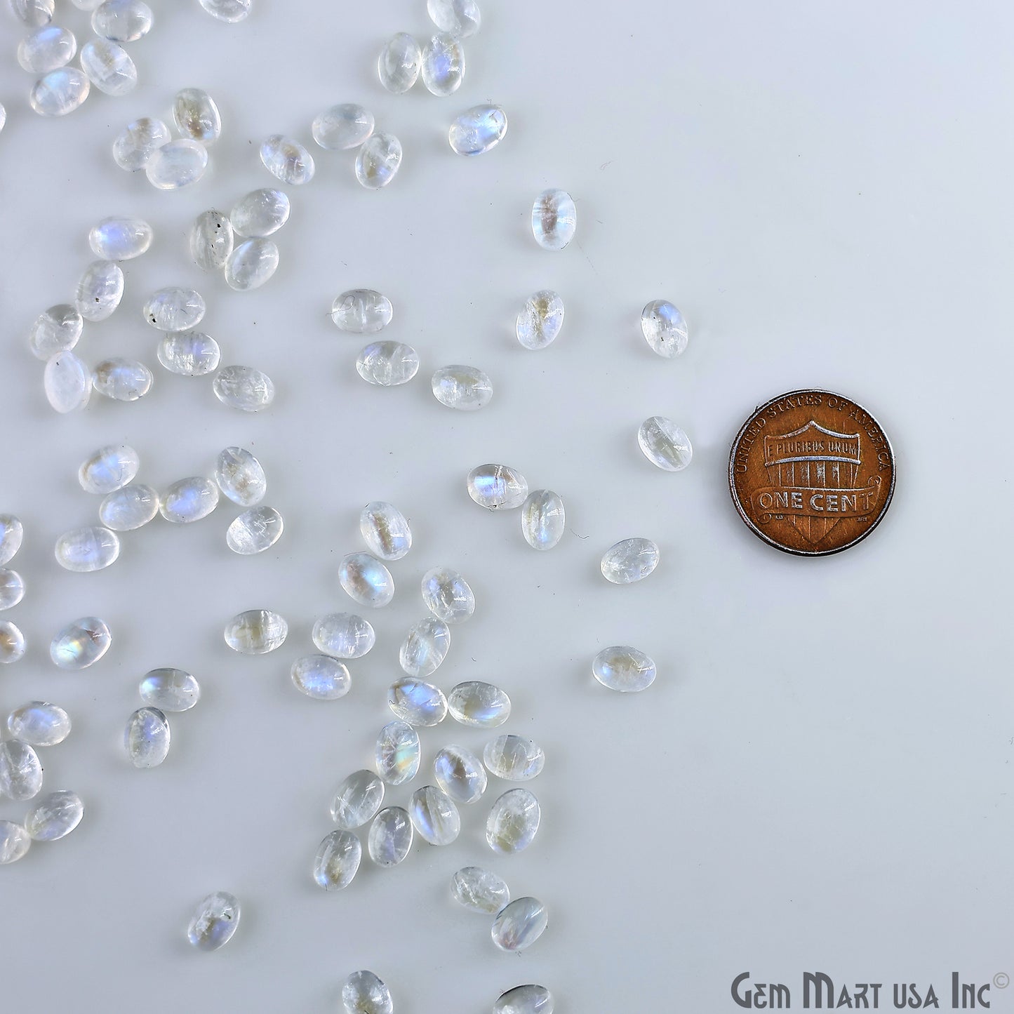 Rainbow Moonstone Wholesale Gemstones, 100% Natural Semi-Precious Gems, Rainbow Cabochons Loose Gems, 7x5mm, Oval, 5 Carats