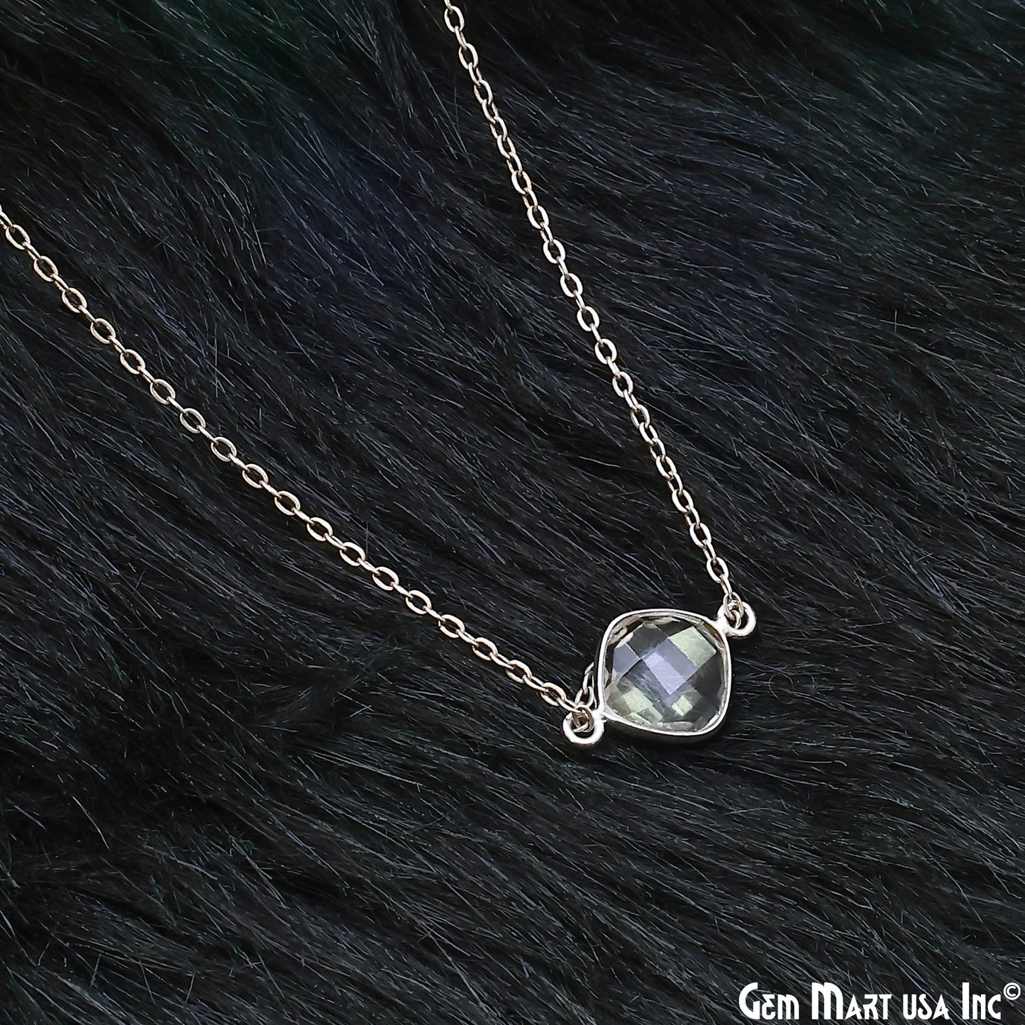 Cushion 10mm Double Bail Silver Bezel Gemstone Connector