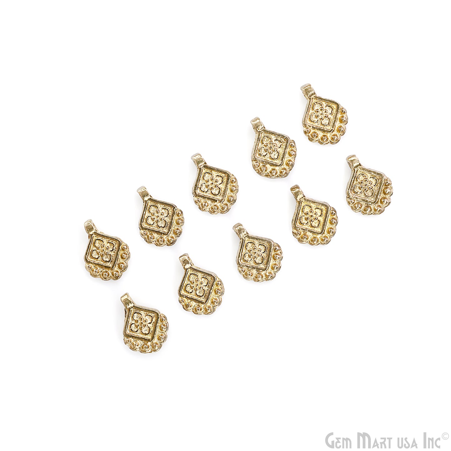 Brass Vintage Antique Pendant Brooch Charms, Gold Plated Handmade Boho Charms, Filigree Findings for Jewelry Making & Macrame